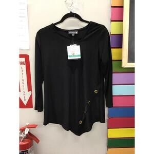 Antthony asymmetrical long sleeve blouse with buttons size XS black